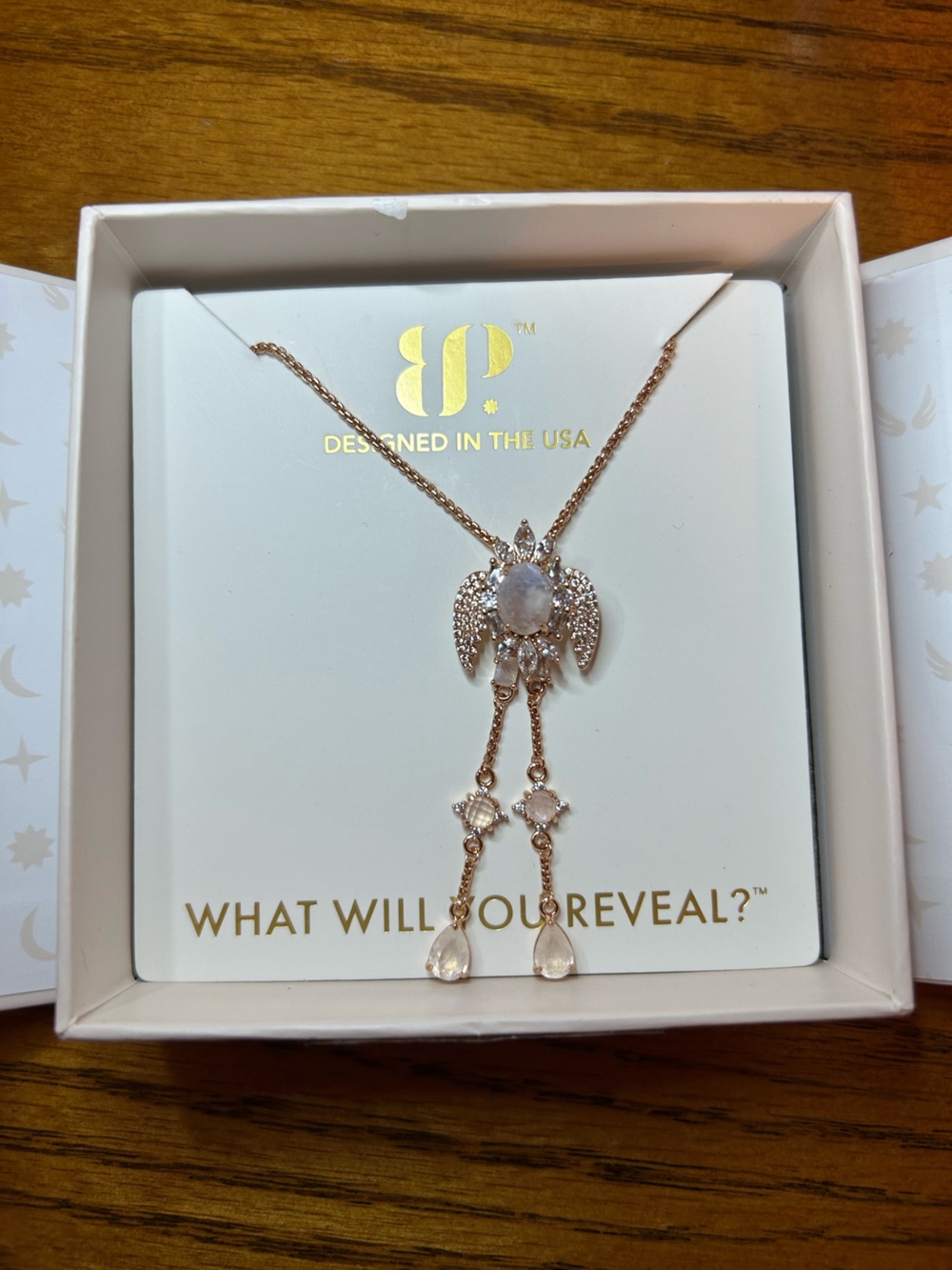 Halo Rose Gold Moonstone Bolo Necklace